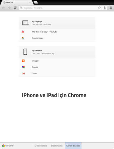 iPhone ve iPad için Google Chrome